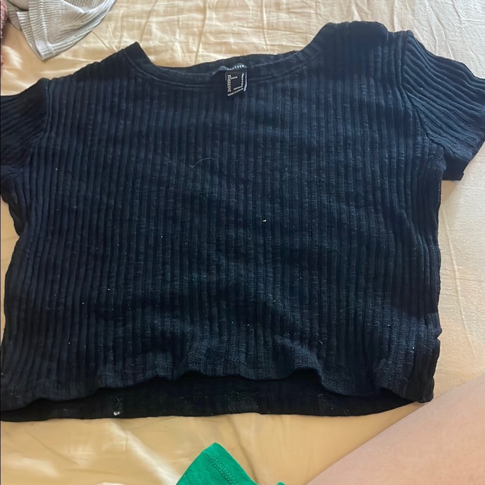 Forever 21 Black Ribbed Crop Top